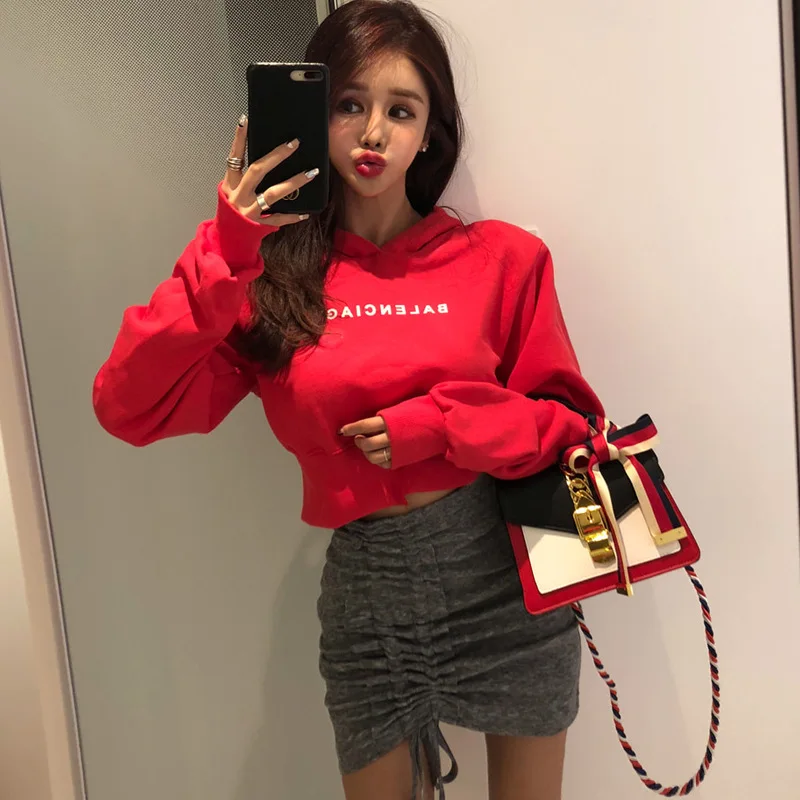

2019 Spring New Style Korean-style-Drawstring Bag Hip Slimming Miniskirt