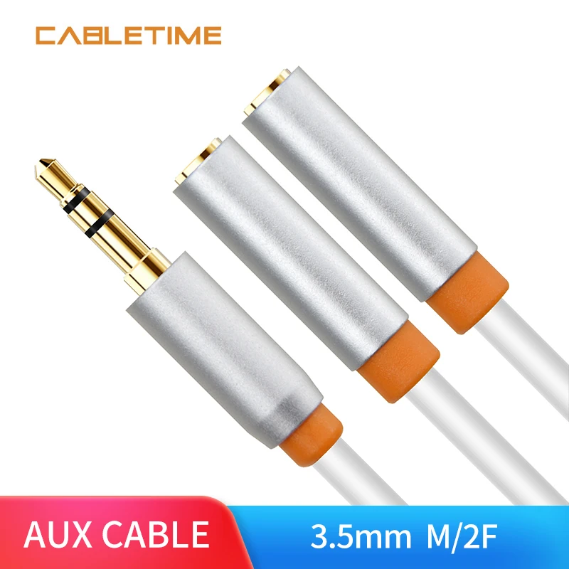 Cabletime разветвитель для наушников 3,5 мм штекер 2 Женский Джек аудио кабель 3,5 мм адаптер Aux кабель для iPhone samsung MP3 плеер N146