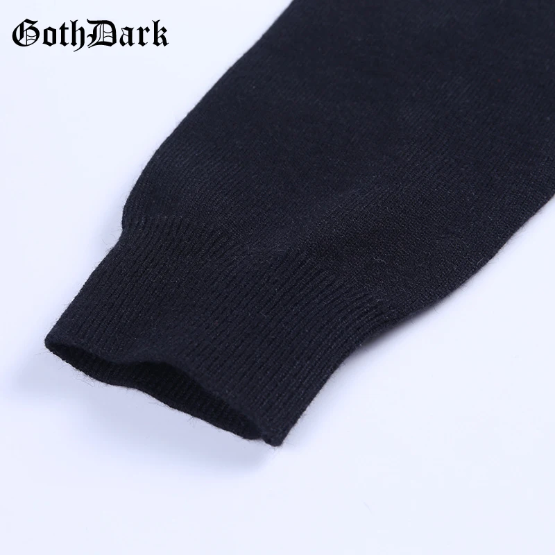 Готические темно-черные винтажные готические женские футболки Harjuku осень зима, женская трикотажная рубашка с длинным рукавом и пуговицами