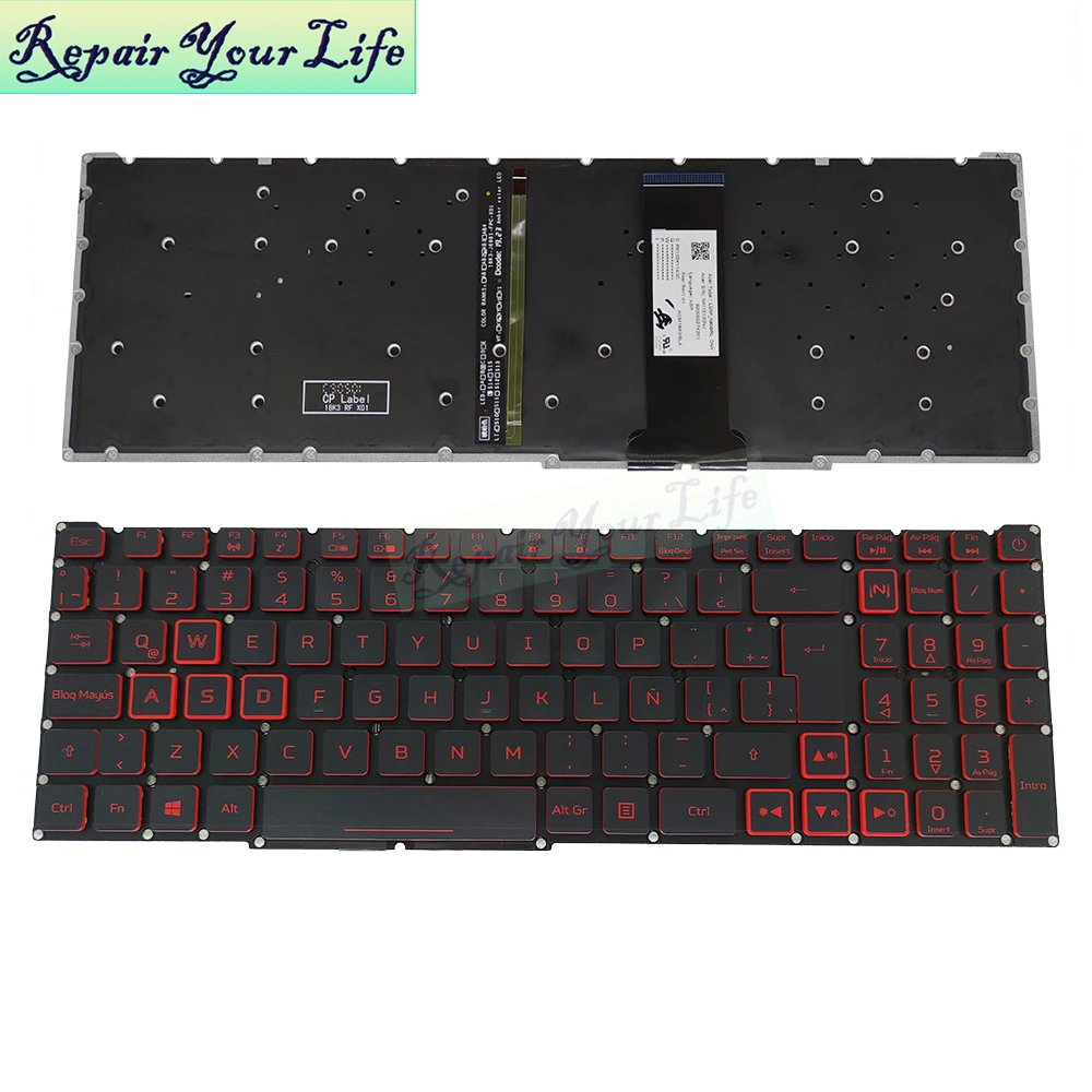 Teclado Retroiluminado para Acer Nitro Francês Azerty la Teclados Latinos Espanhóis Teclas Vermelhas sp es An515 54 557h An71551 Lg5p-n90brl - Imagem 5