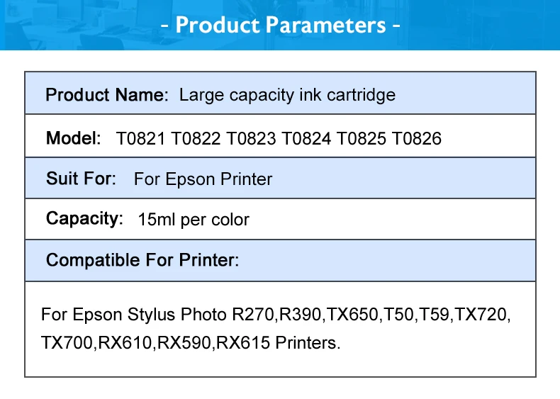 Toney universal(король T0821-T0826 чернильный картридж для принтера Epson Stylus Photo R270 R290 R390 RX590 RX610 RX690 TX659 TX720WD TX800FW принтер