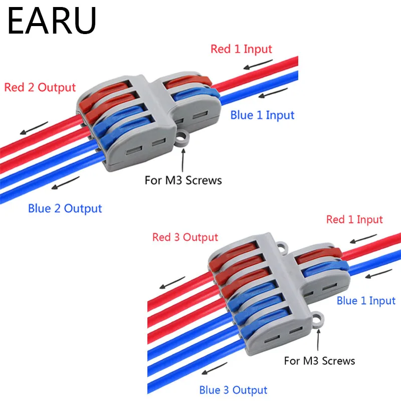 Mini Fast Wire Cable Connectors Universal Compact Conductor Spring Splicing Wiring Connector Push-in Terminal Block SPL-2/3 LED 3 Mini Fast Wire Cable Connectors Universal Compact Conductor Spring Splicing Wiring Connector Push-in Terminal Block SPL-2/3 LED 3