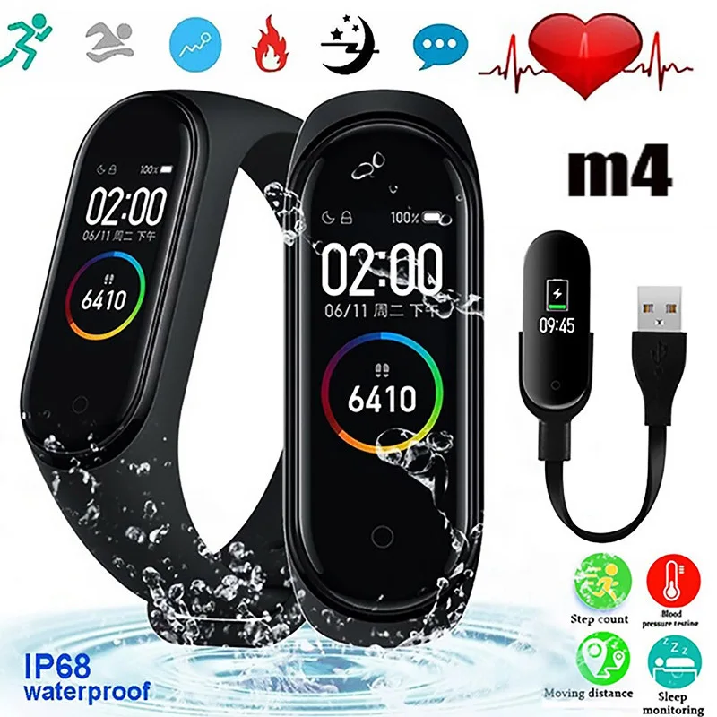 

Smart M4 Wristbands Men Women Waterproof Sports Bracelet Phone Bluetooth Heart Rate Monitor Fitness Wristband For Android IOS