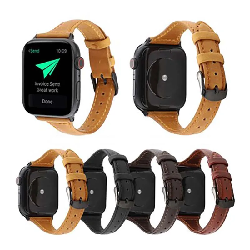 

High-end retro Leather Watchbands 38mm 40mm 42mm Watch Strap For Apple Watch Strap solid color Watch strap Bracelet