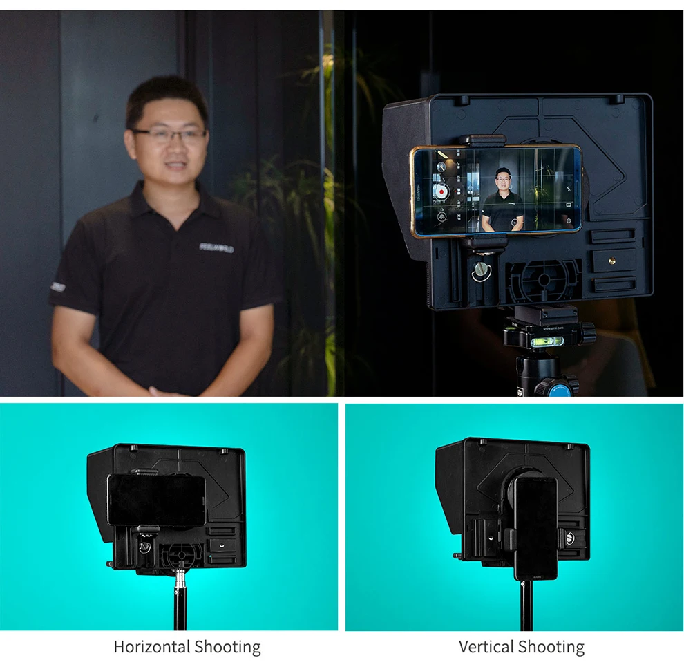 FEELWORLD TP10 Folding Teleprompter – 10-Inch for Mobile Phones, Tablets, and DSLR Cameras with Remote Control 4 FEELWORLD TP10 Folding Teleprompter – 10-Inch for Mobile Phones, Tablets, and DSLR Cameras with Remote Control - Image 4