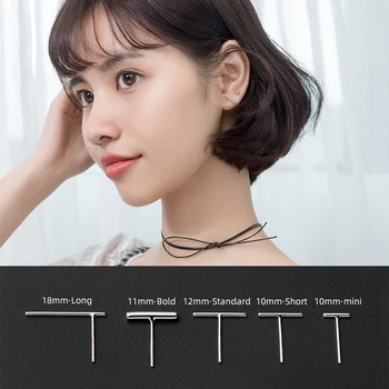 

Mocanie Simple Anti-Allergy Geometric Slim Stick Genuine 925 Sterling Silver Stud Earring for Women Kids Fine Jewelry Multi Size