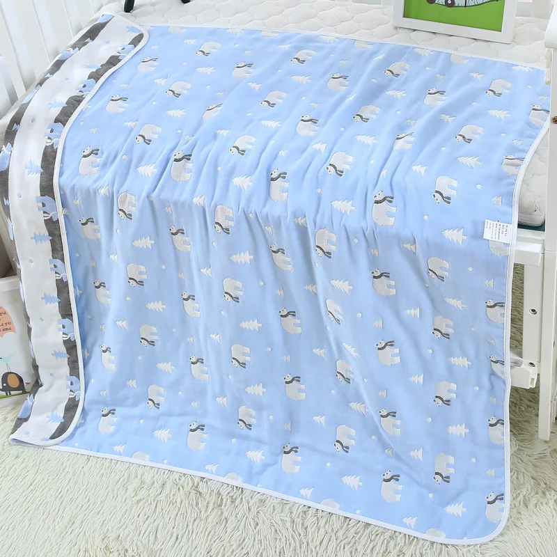 

Six-layer gauze children's soft cute square quilt 110*110cm no pilling absorb water, the baby cartoon towel quilt household
