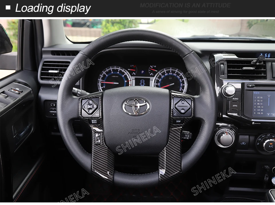 SHINEKA интерьер Молдинги для Toyota 4runner 2010+ рулевого колеса автомобиля украшения крышка наклейки автомобильные аксессуары для Toyota 4runner