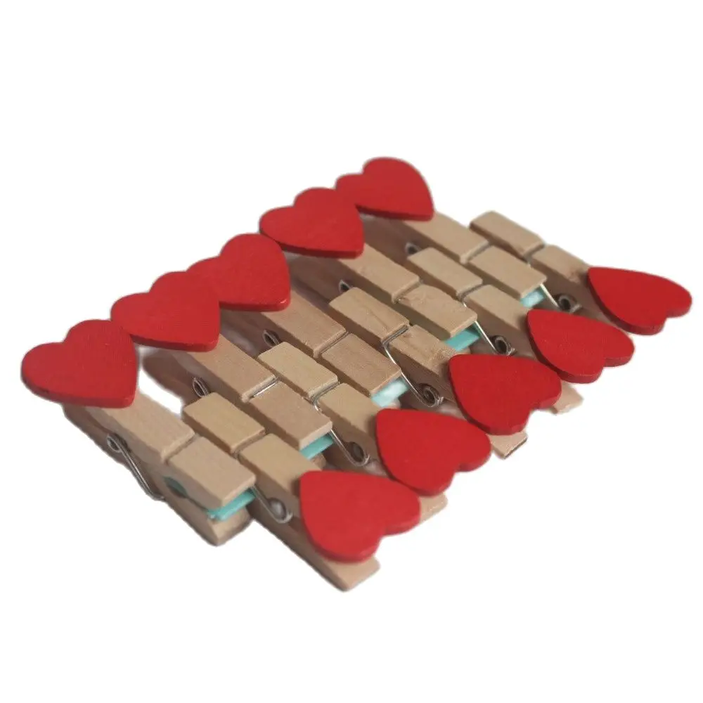 Оптовая продажа 2000 г. милые деревянные колышки в форме сердца зажим для баннеров |