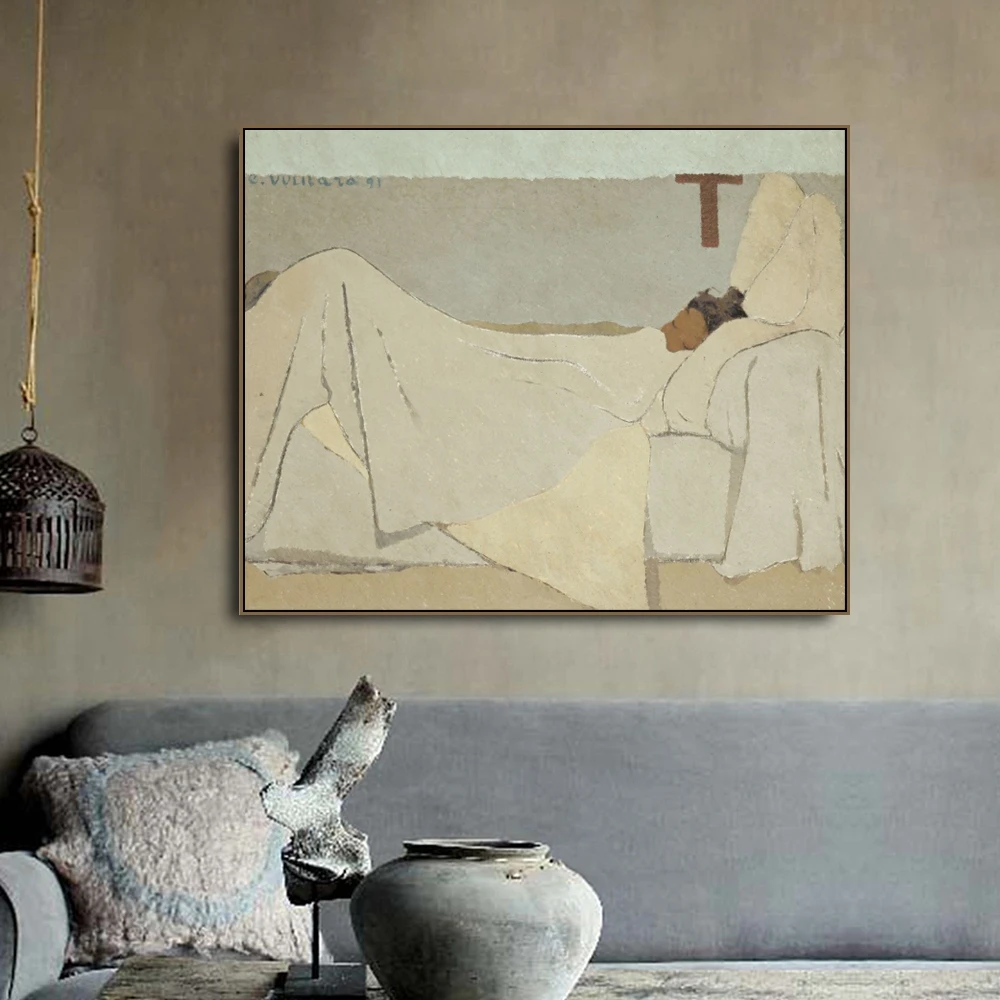 Best In Bed by Edouard Vuillard Canvas Painting Calligraphy Posters Prints For Living Room Bedroom Wall Pictures Home Art Decor
