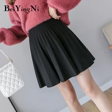 Beiyingni Осенняя трикотажная Женская юбка корейские сексуальные плиссированные мини-юбки ретро модные повседневные элегантные юбки женские высокие уличные