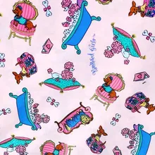 110X100 см благородные собаки розовый желтый полиэстер хлопковая ткань для девочек платья одежда сумки шитье лоскутное DIY-AFCK526