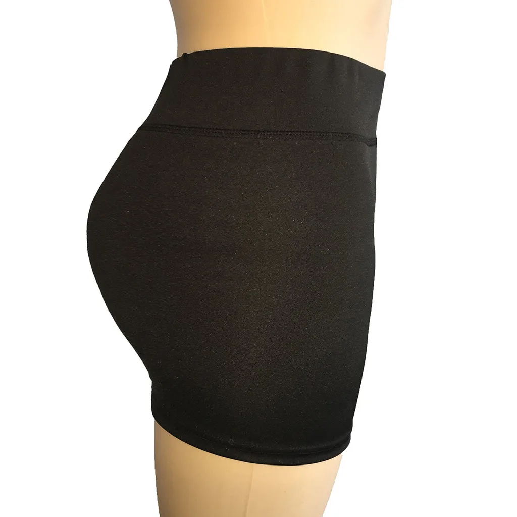 Черные высокие растягивающиеся ходовые шорты йоги женские повседневные анти-освещение тренировки фитнес короткие женские спортивные брюки леди# LR3