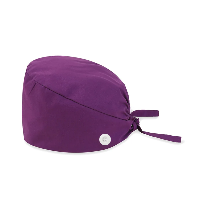 Unisex Solide Color Hat Button Adjustable Beauty Salon Care Cap Laboratory Pet Shop Nurse Doctor Working Caps