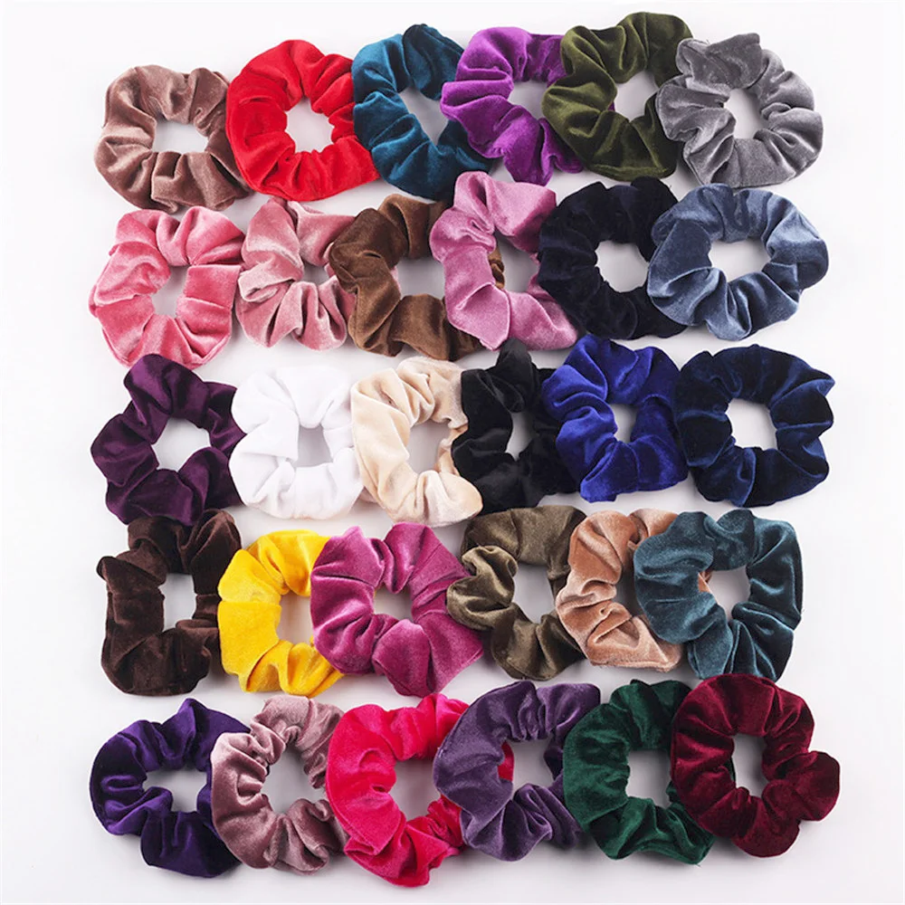 

40 Colors Korea Velvet Hair Scrunchie Elastic Hair Rubber Bands Women Girls Headwear Hair Ring Ponytail Holder Hair Accessories