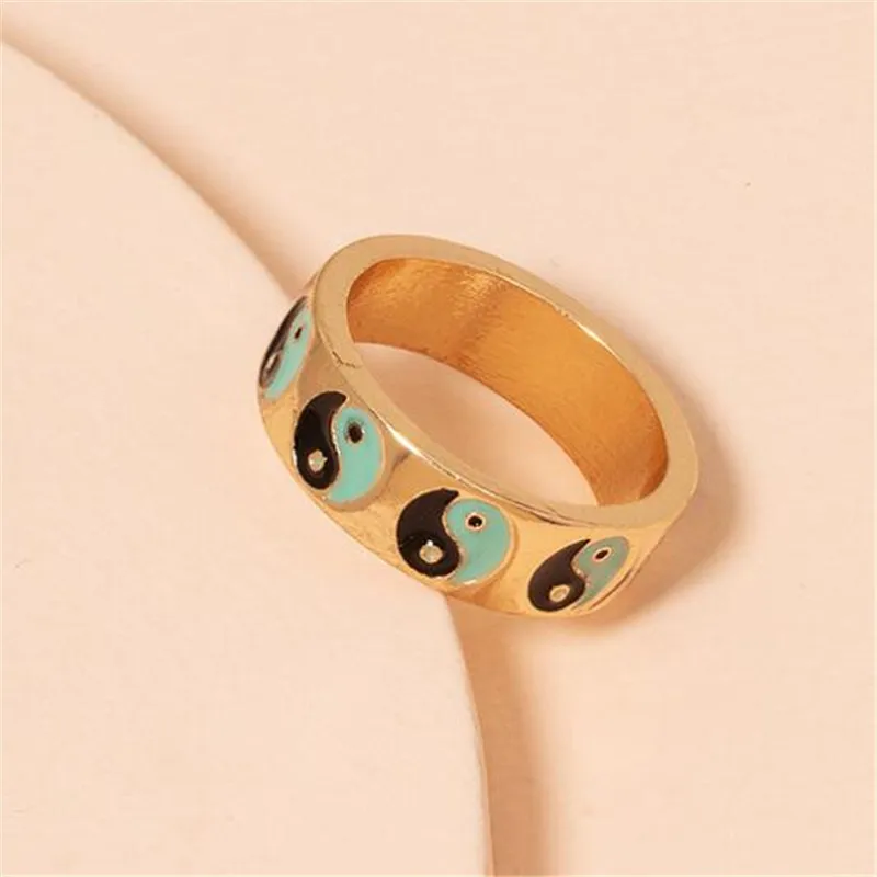 Bague rétro de Style chinois Tai Chi multicolore pour femmes, accessoires de doigt, cadeaux fins pour femmes européennes et américaines