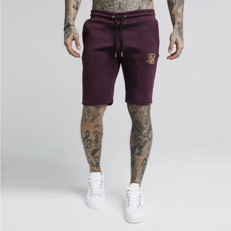 Men's brand high quality cotton sports shorts sik silk embroidery gyms fitness casual jogger training shorts sweatpants