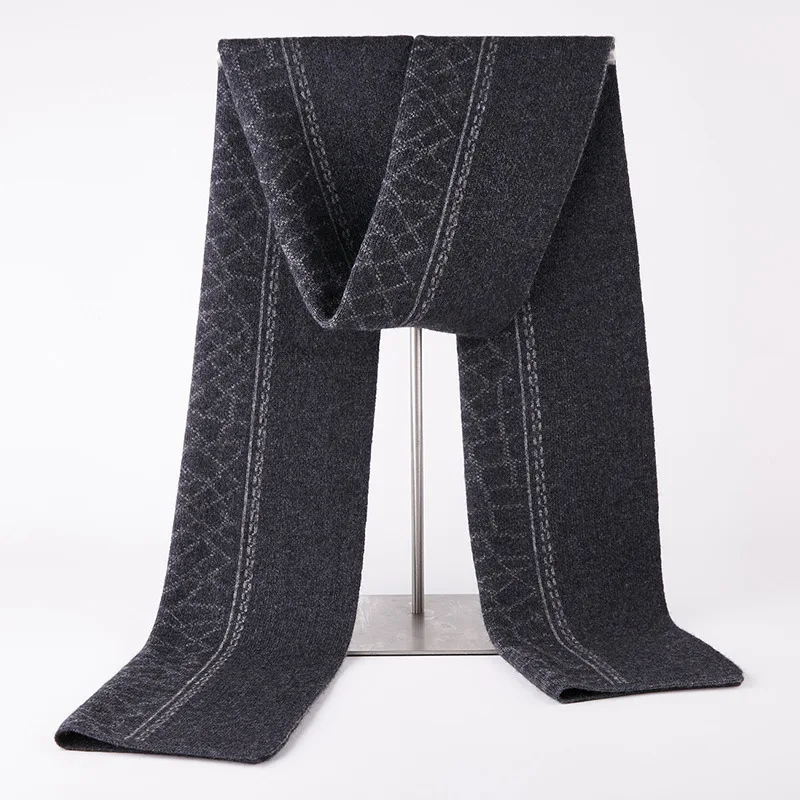 New winter men's wool cashmere scarves European and American fashion trade scarves jacquard knit warm scarves custom - Цвет: Другое