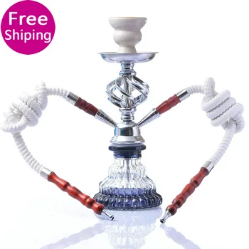 

Glass Arab Hookah Set Smoking Shishas Water Pipe Hose Remote Complete Set Tobacco for Hookah Bowl Double pipe hookah Shisha