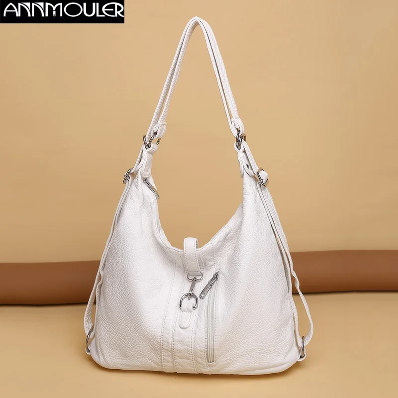 

Annmouler Designer Women Handbags Large Capacity Top-handle Bags Roomy Pu Leather Female Shoulder Bags Multi-functional Tote Bag