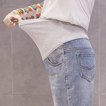 

CYSINCOS Washed Stretch Denim Maternity Jeans Pant Elastic Waist Belly Loose Pants Clothes For Pregnant Women Pregnancy Trousers