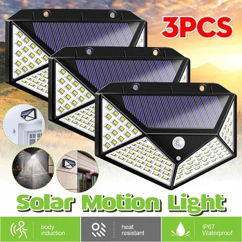 

100LED Solar Light Outdoor Waterproof Solar Powered Lamp PIR Motion Sensor Street Light for Garden Decoration 3 Modes
