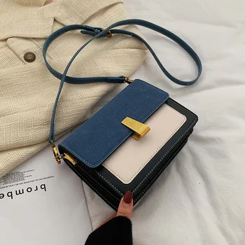 

Scrub Leather Contrast Color Crossbody Bags For Women 2019 Messenger Shoulder Bag Ladies Purses and Handbags Cross Body bag