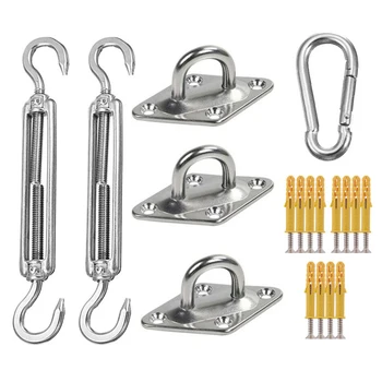 

Triangular Sail Accessory Sun Sail Fixing Kit Stainless Steel Sun Shade Holder Sail Fixing Kit for Garden Outdoor Home Camping