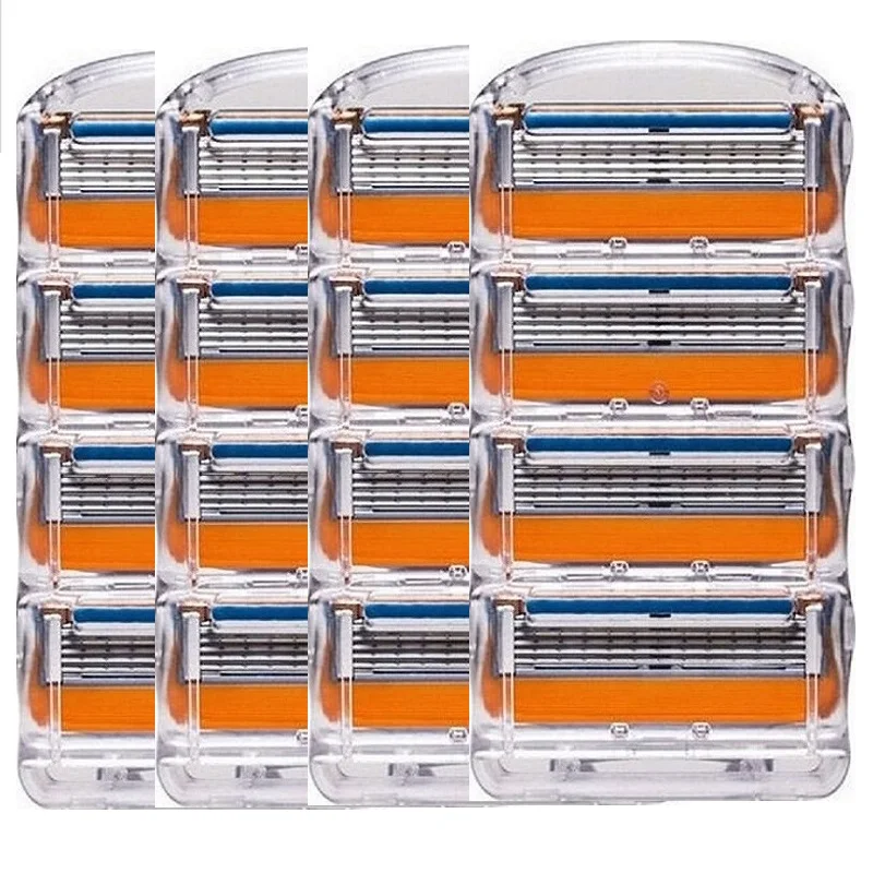 Dropshipping Men Razor Blades Shaving Cassettes Facial Care Men Shaving Blades Compatible Blades - Цвет: 16pcs orange