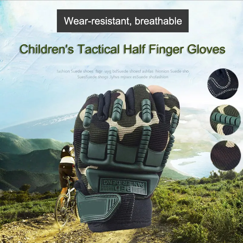 Children Tactical Half Finger Gloves Anti-Skid Gloves for Outdoor Sports High Quality