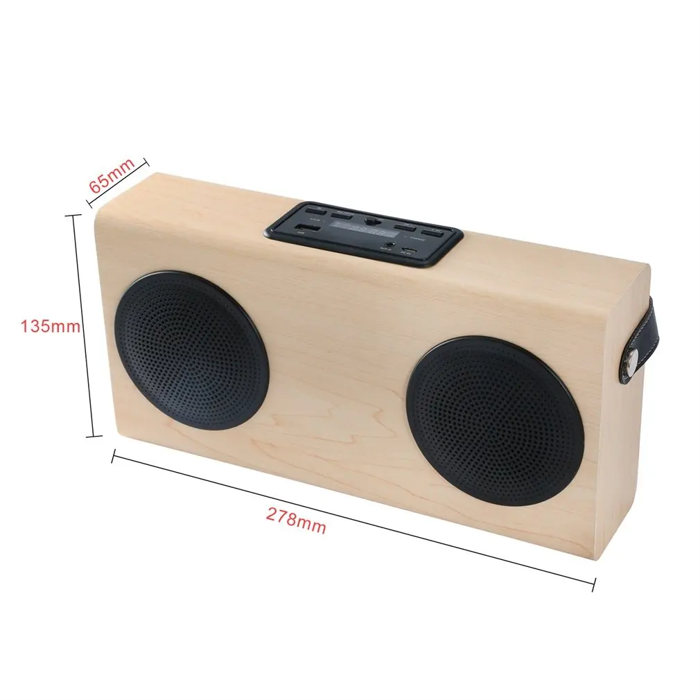 Wooden Speaker FM Radio MP3 Player Aux Portable Wireless 4000mah Rechargable Battery for Smartphone Tablet Computer