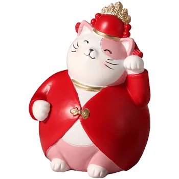 

Cute Lucky Cat Figurine Small Ornaments Creative Multi-Function Opening Gift for Wedding Living Room Home Office Soft Decoration