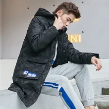 BenGen, зимний пуховик для мужчин, 90% утиный пух, пальто, теплая верхняя одежда, с капюшоном, камуфляж, выше колена, X-long J80142005