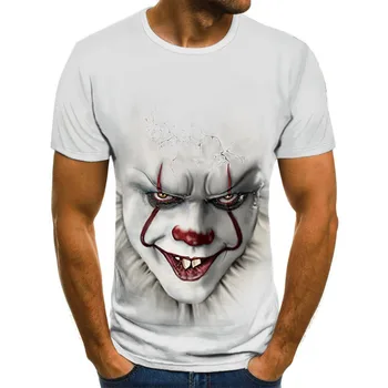 

2020 new Summer Newest Clown 3D Printed T Shirt Men Joker Face Casual Male tshirt Clown Short Sleeve Funny T Shirts Tops tee