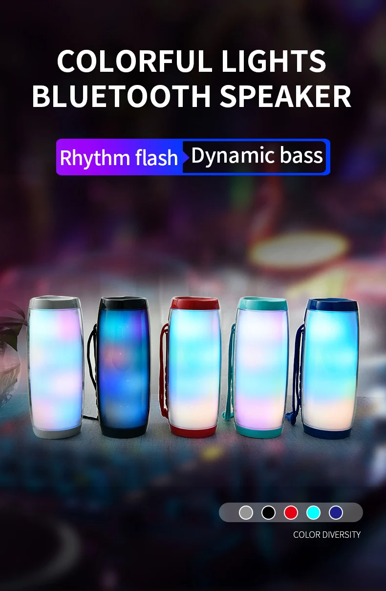 TG157 LED Flashing Light Bluetooth Speaker Portable With Rope Outdoor Loundspeaker 1200 mAh Fabric Waterproof Subwoofer FM Radio