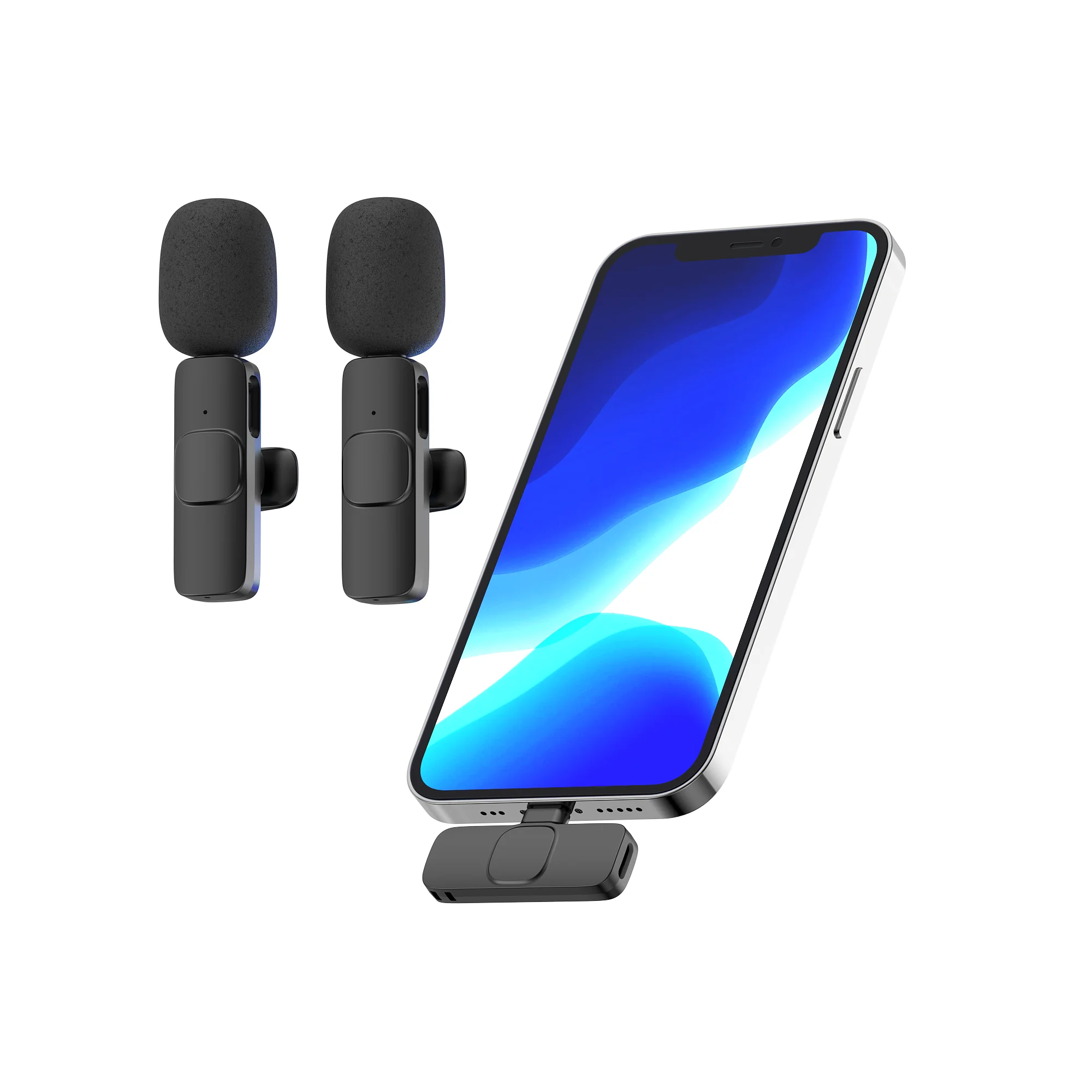 Microfono Lavalier Wireless Registrazione Audio Video Mini Mic Per Iphone Android Live Broadcast Gaming Phone Microfono