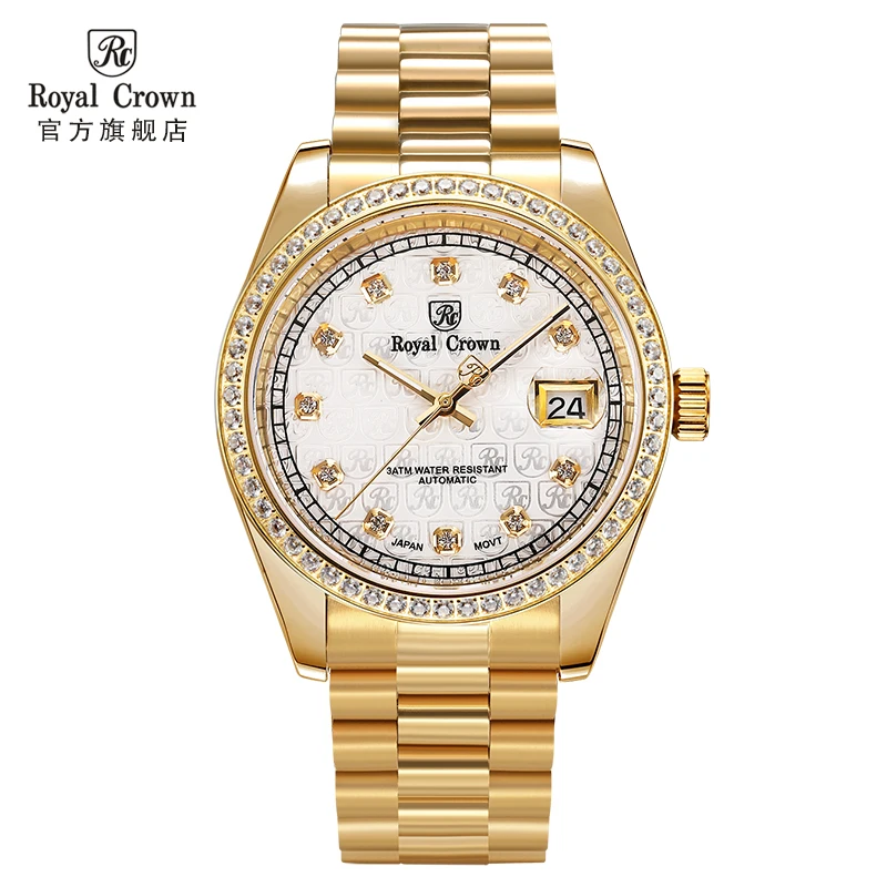 Автоматические механические мужские часы с зажимом кубический циркон сапфир