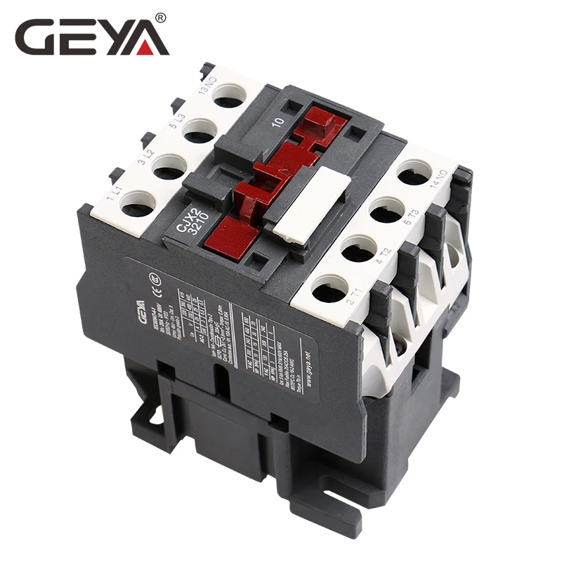 Магнитный 3 фазный контактор GEYA CJX2 2510 3210 1NO 25A 32A 220V или 380VAC LC1D Din рейки с серебристым