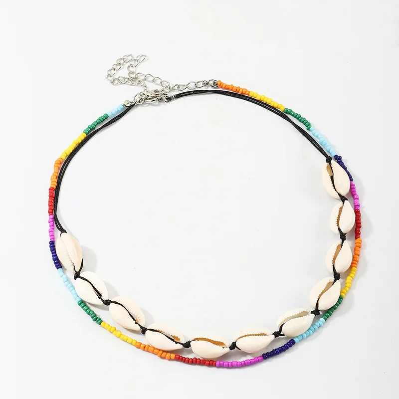

Nz1401 Europe And America Popular Accessories Creative Color Bead Necklace Women's Hand-woven Shell Necklace