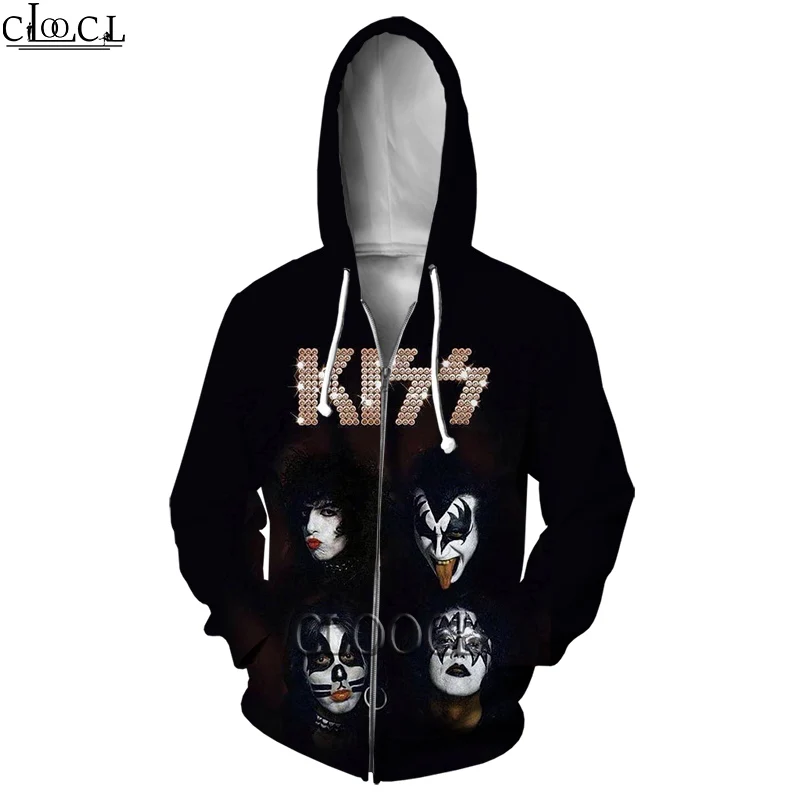 

CLOOCL Newest Popular Rock Singer KISS Band 3D Print Casual Zipper Hoodies Men Women Tops Harajuku Pullover Drop Shipping