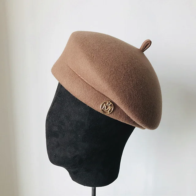 Classic Ladies Beret Hat Fancy Wool Felt Hat Warmer Winter Hat Cap White Black Women Fedora Hat Fascinator Pillbox Hat Formal 2