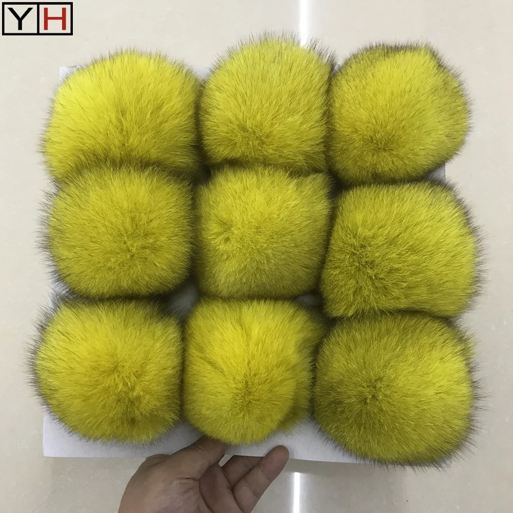 Роскошные модные красочные помпоны из лисьего меха 9 предметов 100% натуральная