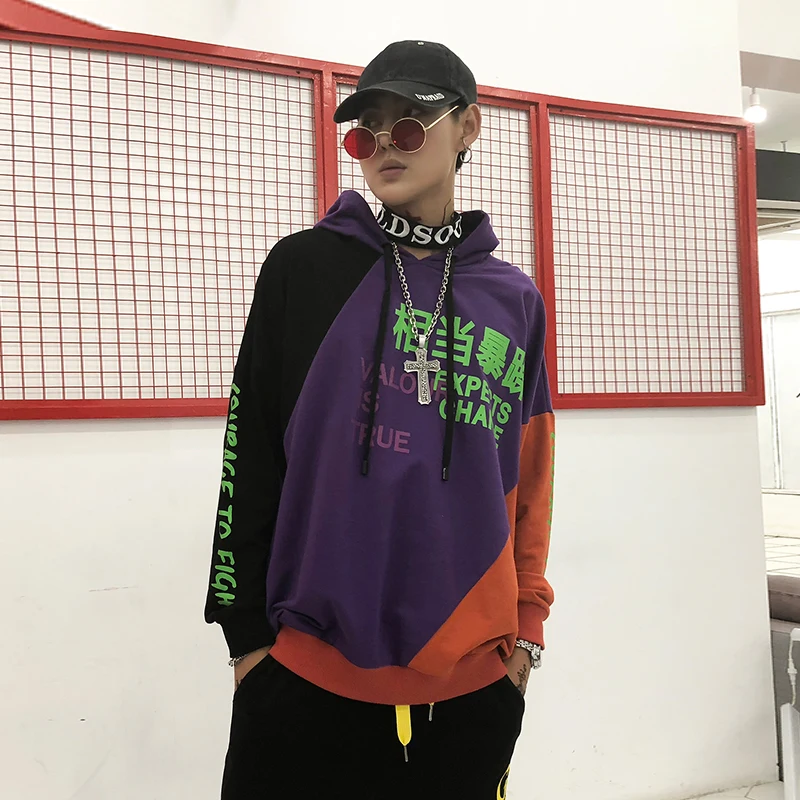 Китайская толстовка с буквами мужские толстовки капюшоном в стиле Харадзюку хип