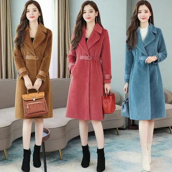 

Golden Velvet Trench Coat For Women Thicker Overcoat Women Windbreaker 2019 Coat Female Middle Age Women Clothes Mujer 2019