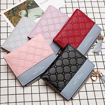 

2020 Fashion Women's Wallets Tassel Short Wallet For Woman Zipper Mini Coin Purse Ladies Small Wallet Female Leather Card Holder