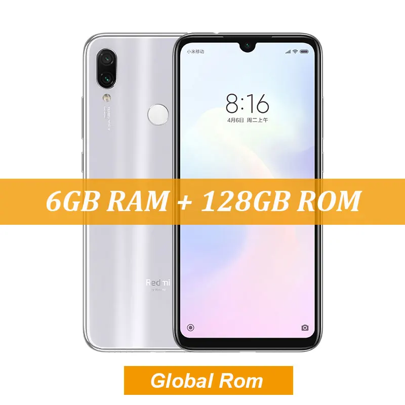 Global ROM White Xiaomi Redmi Note 7 Pro 6 ГБ 128 ГБ 48 МП IMX 586 камера Snapdragon 675 Восьмиядерный экран 6,3 ''FHD мобильный телефон 4000 мАч - Цвет: Global ROM White