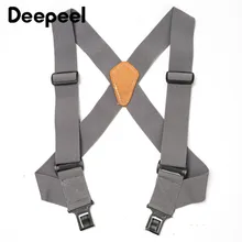 Deepeel 1pc 5cm*120cm Men's Polyester Elastic Wide Suspenders Adjustable Elastic X Back Braces Solid Color Adult Suspender YB612