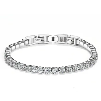 

Tennis Bracelet Crystal Zircon ,Bracelet Silver Color Fashion Adjustable Bangle Jewelry Collection for Women Men Wholesale