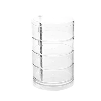 

HOT SALE Stackable Clear Ornaments Containers Jewelry Storage Organizer with Lids 4 Spining Tiers Transparent Jewelry and Access