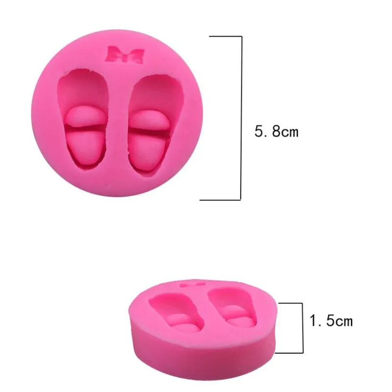 3D Cute Baby Shoes Silicone Mold Bow Knot Cake Gum Paste Chocolate Clay Candy Mold Fondant Cake Decorating Tools Baking Moulds